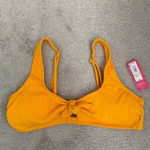 NWT Xhilaration Bikini Top Ribbed Knot-Front - SZ XL Mustard Yellow